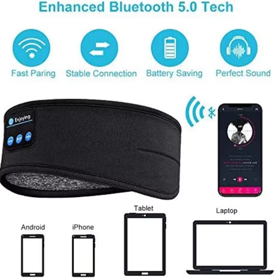 Bluetooth Sovhörlurar i Pannband – Trådlösa Hörlurar för Sömn & Träning