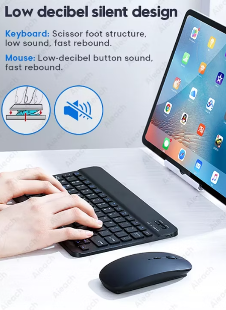 Trådlöst Bluetooth Tangentbord & Mus – Kompatibel med iPad, iPhone, Android & Windows