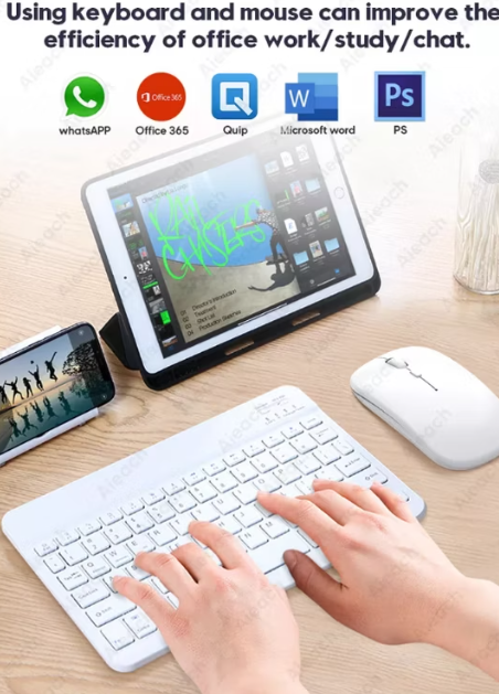 Trådlöst Bluetooth Tangentbord & Mus – Kompatibel med iPad, iPhone, Android & Windows