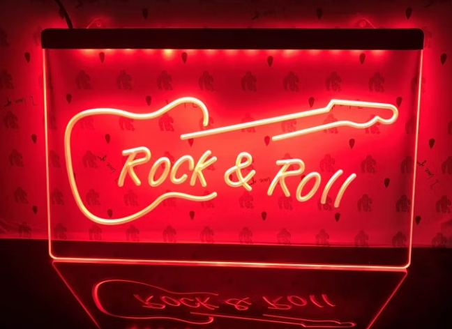 LED-Skylt ROCK & ROLL – Retro Neonljus för Bar, Gamingrum & Man Cave