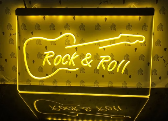 LED-Skylt ROCK & ROLL – Retro Neonljus för Bar, Gamingrum & Man Cave