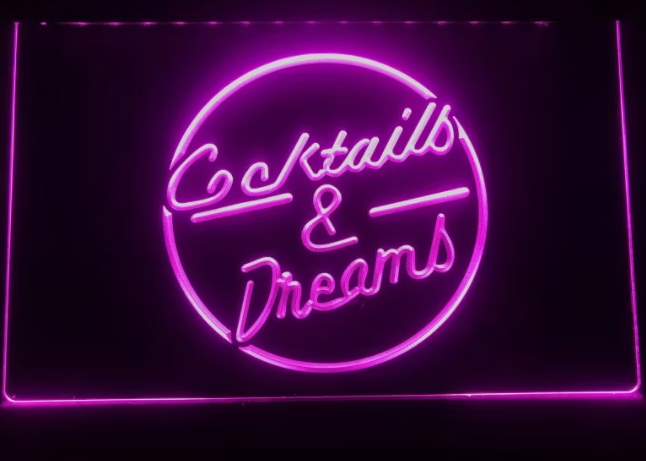 LED-Skylt Cocktails & Dreams – Neonljus för Hemmabaren & Loungekänsla