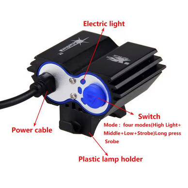Vattentät USB-cykellampa 8000LM – Dubbel LED-strålkastare utan batteripack