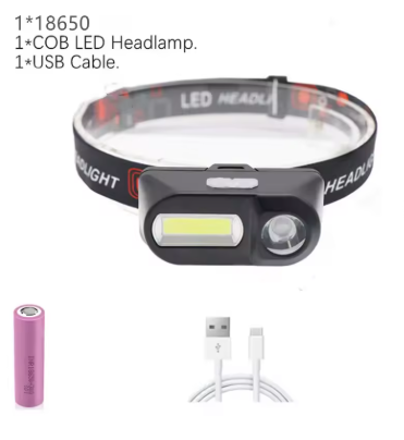 Pannlampa 4000LM med COB + XP-G T6 LED – inkl. 18650-batteri & USB-laddkabel