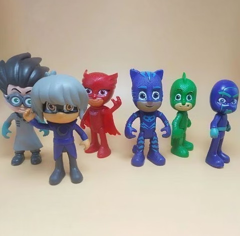 PJ Masks Pyjamashjältarna Deluxe Figurer – 6-pack med Tillbehör & Box (10 cm)