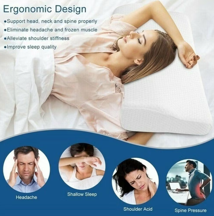 Ergonomisk kudde av minnesskum – Nackstöd & Smärtlindring (60×35 cm)