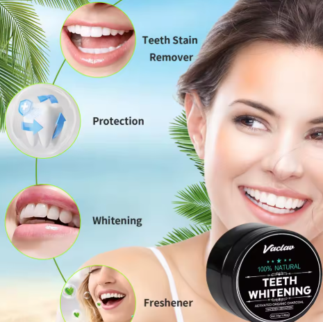 Vaclav Teeth Whitening Powder – 100% Naturligt Aktivt Kol för Vitare Tänder