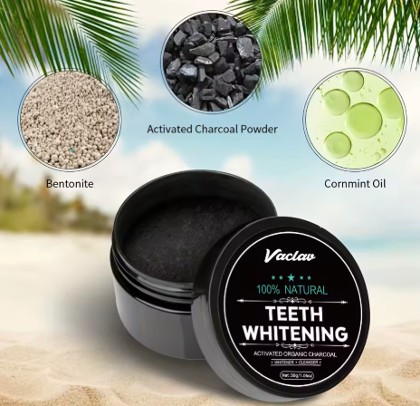 Vaclav Teeth Whitening Powder – 100% Naturligt Aktivt Kol för Vitare Tänder