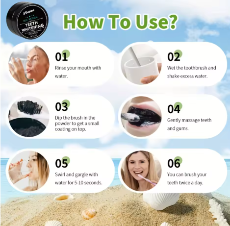 Vaclav Teeth Whitening Powder – 100% Naturligt Aktivt Kol för Vitare Tänder