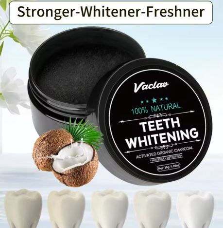 Vaclav Teeth Whitening Powder – 100% Naturligt Aktivt Kol för Vitare Tänder