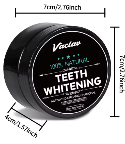 Vaclav Teeth Whitening Powder – 100% Naturligt Aktivt Kol för Vitare Tänder