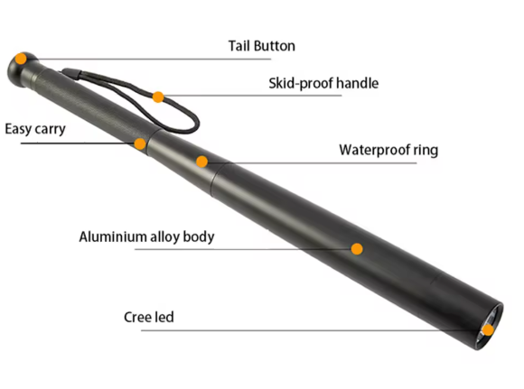 LED Ficklampa 49 cm – Kraftfull Baseballlampa för Camping & Nödbelysning