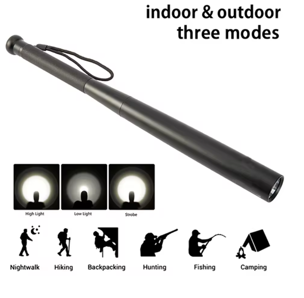 LED Ficklampa 49 cm – Kraftfull Baseballlampa för Camping & Nödbelysning