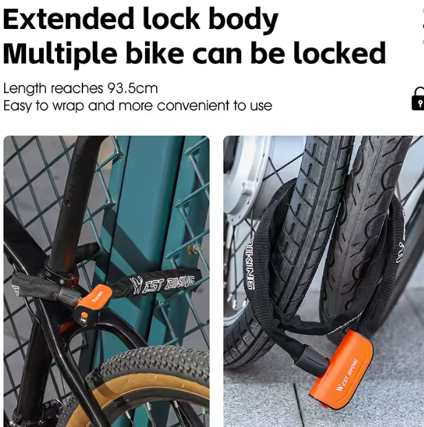 Cykellås Kedjelås med Nyckel 93,5 cm – WEST BIKING