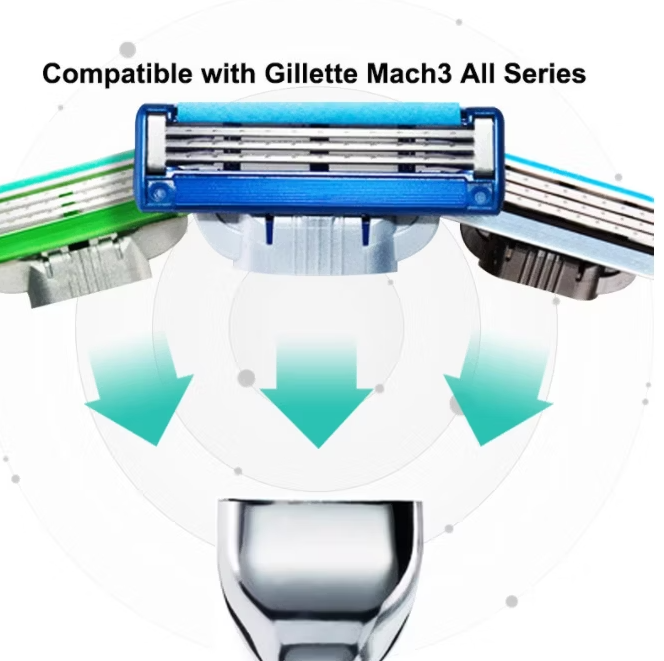 24x Mach3 Rakblad – Kompatibla med Gillette® – Skarp Rakning för Män
