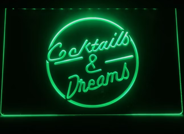 LED-Skylt Cocktails & Dreams – Neonljus för Hemmabaren & Loungekänsla