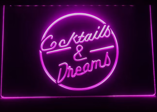 LED-Skylt Cocktails & Dreams – Neonljus för Hemmabaren & Loungekänsla