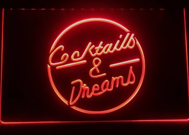 LED-Skylt Cocktails & Dreams – Neonljus för Hemmabaren & Loungekänsla