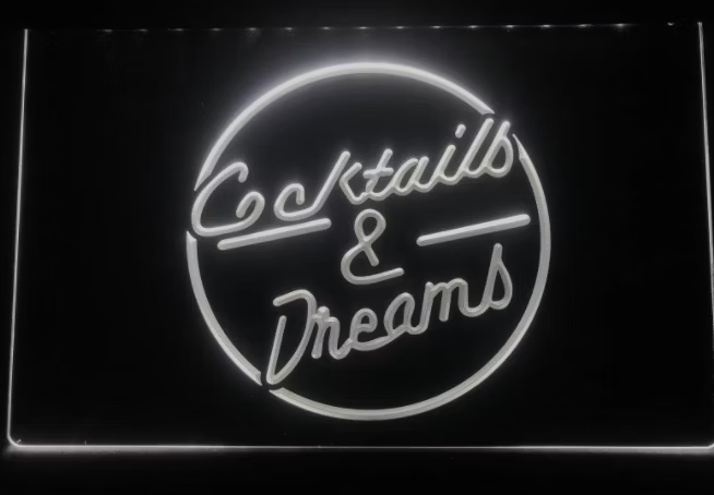 LED-Skylt Cocktails & Dreams – Neonljus för Hemmabaren & Loungekänsla