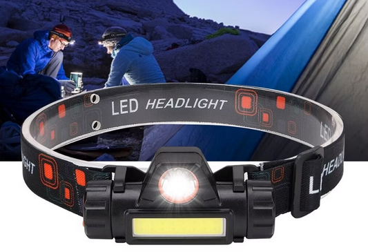 Pannlampa 4000LM med COB + XP-G T6 LED – inkl. 18650-batteri & USB-laddkabel