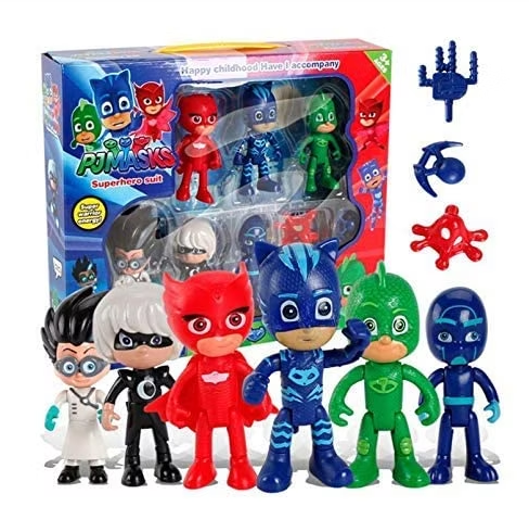 PJ Masks Pyjamashjältarna Deluxe Figurer – 6-pack med Tillbehör & Box (10 cm)