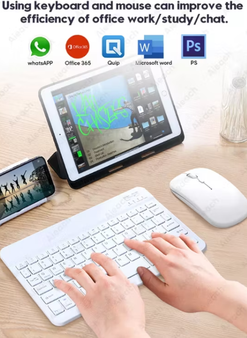 Trådlöst Bluetooth Tangentbord & Mus – Kompatibel med iPad/iPhone/Android