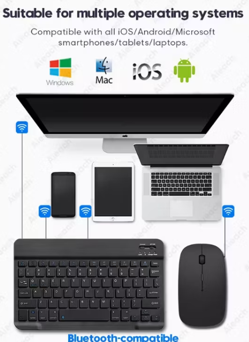 Trådlöst Bluetooth Tangentbord & Mus – Kompatibel med iPad/iPhone/Android