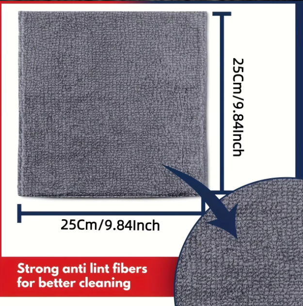 10-pack Mikrofiberdukar 25×25 cm – Rengöring för kök, bil & hem