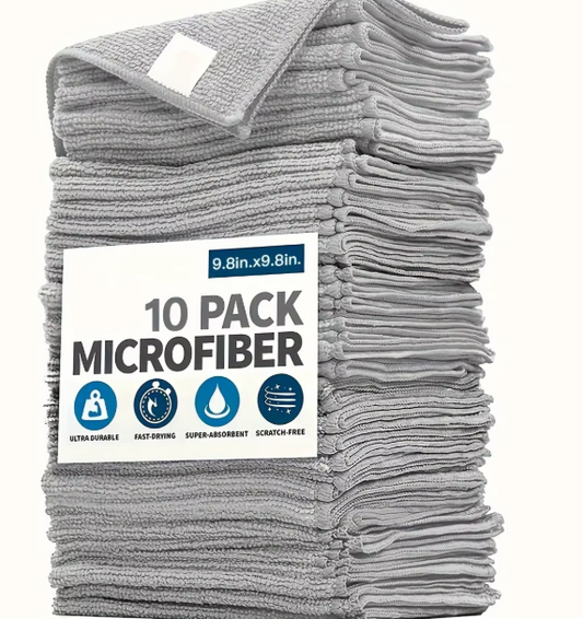 10-pack Mikrofiberdukar 25×25 cm – Rengöring för kök, bil & hem