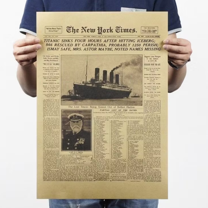 Titanic New York Times Poster – Vintage Affisch på Kraftpapper (51×35,5 cm)
