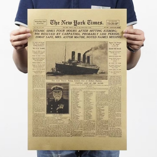 Titanic New York Times Poster – Vintage Affisch på Kraftpapper (51×35,5 cm)