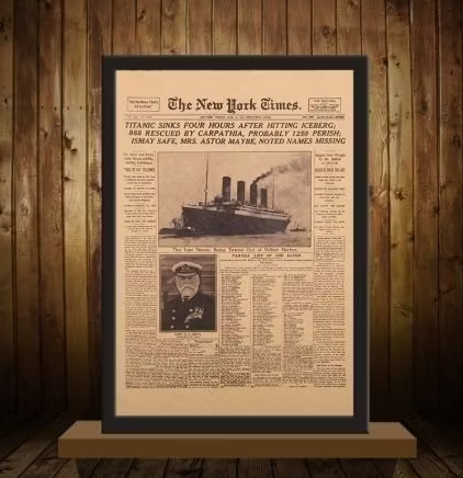Titanic New York Times Poster – Vintage Affisch på Kraftpapper (51×35,5 cm)