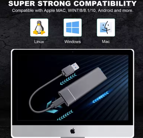 Extern SSD-Hårddisk 2TB – USB 3.1, Portabel & Snabb Lagring för PC/Mac/Android