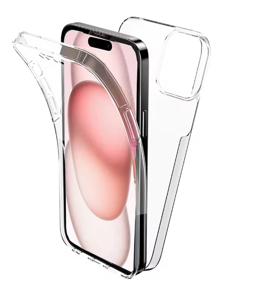 360° Transparent Mobilskal – iPhone 11–16 Pro Max – Stöttåligt Slim Case